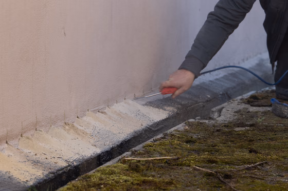 Detail trysky při čištění otvoru ve zdivu